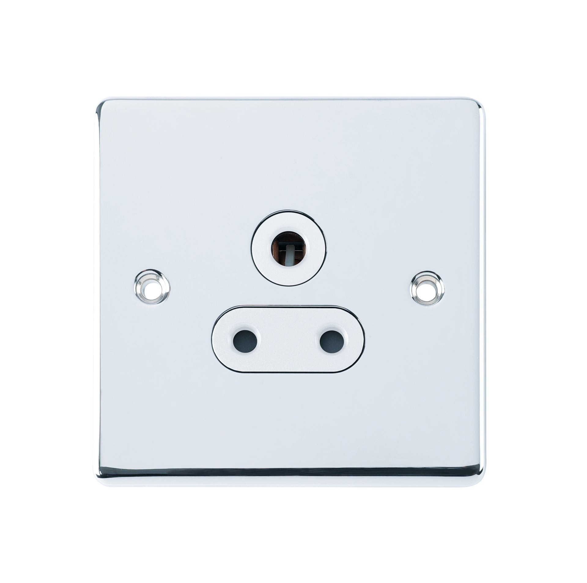 D-S51-PCW 5A Unswitched Socket White Insert Polished Chrome